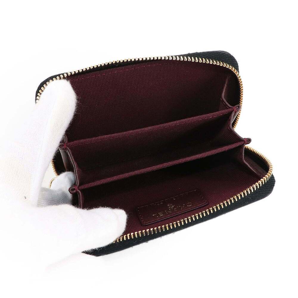 CHANEL Black Lambskin Leather Logo Wallet - Picture 6 of 9